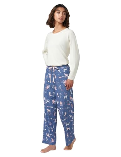 Image of HUE Women's Sleep and Lounge Pajama Separates, Late Summer & Fall Collection, Coronet Blue Dog Park - Sleep Pant, Small
