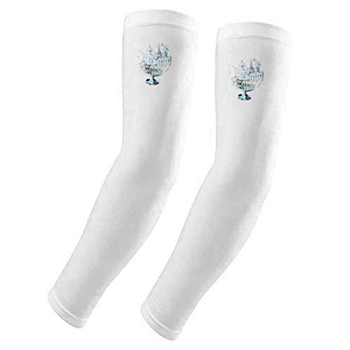 Manchons de bras anti-UV avec motif Tour Eiffel et globe pour le sport et soleil