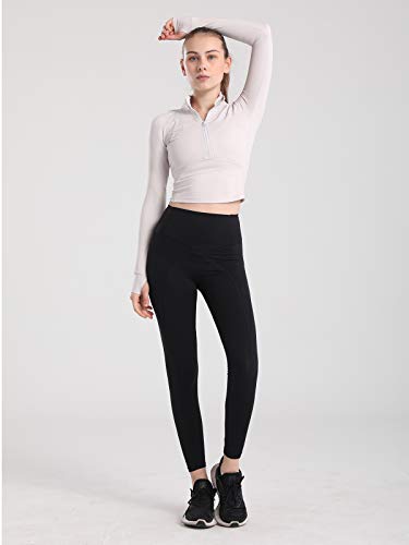 Image of Vsaiddt Women's Athletic Half Zip Pullover Sweatshirt Workout Top Crop Quarter Zip Pullover Yoga Running Jackets