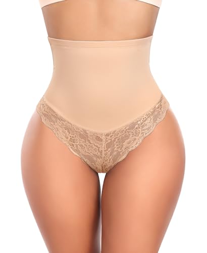 Image of Werena Thong Shapewear for Women Tummy Control Seamless High Waist Body Shaper Underwear Shaping Panties