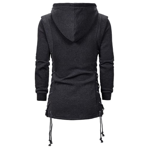Slim Tunics Jacket for Mens Fall Winter Long Sleeve Medieval Goth Hooded Jacket Hoods Outfits Sweatshirt Mens 20253