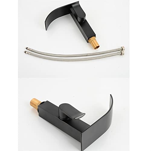 Robinet de lavabo mitigeur cascade eau chaude froide nickel noir - 4