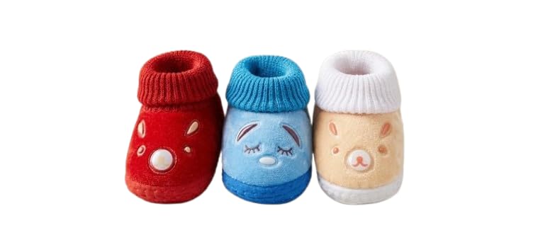 Soft Plush Baby Booties with Knit Cuff | Cute Animal Embroidered Infant Shoes | Warm Newborn Footwear-picture-29