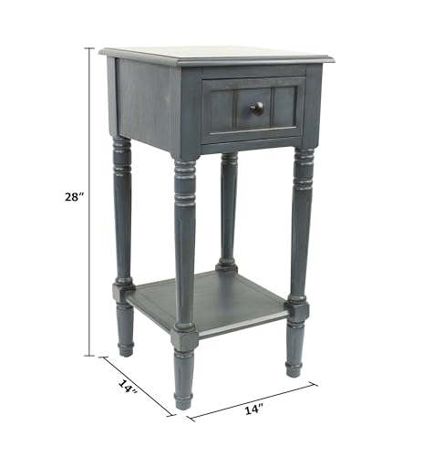 Image of Decor Therapy Accent Table with Storage, Traditional Style, Narrow End Table, Sturdy, Antique Navy, Wood - (28 inch x 14 inch x 14 inch)