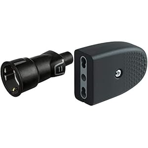 Bticino S2019Ge Presa Volante In Caucciù Bimateria, 2P+T, Standard Tedesco E Francese, 16A, 3500 W, 250 V, Nero & S2670Tge Presa Salvaspazio Corner, Grigio