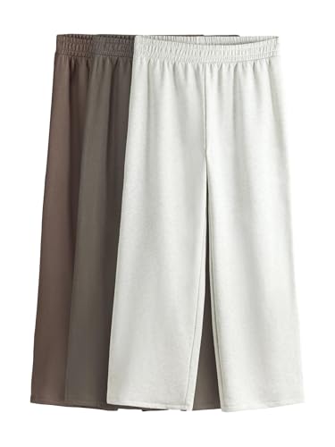 THE SET Pack de 3 Pantalones de chándal con Pernera Ancha Taupe Brown/Pink/Grey Marl M