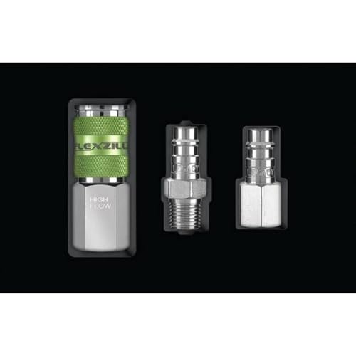 Image of Flexzilla A53457FZ Pro High Flow Coupler & Plug Ki 7 Piece | 1 /4 inch NPT | Push to Connect System | Allows Twice the Flow to Your Air Tools | Maximum Efficiency