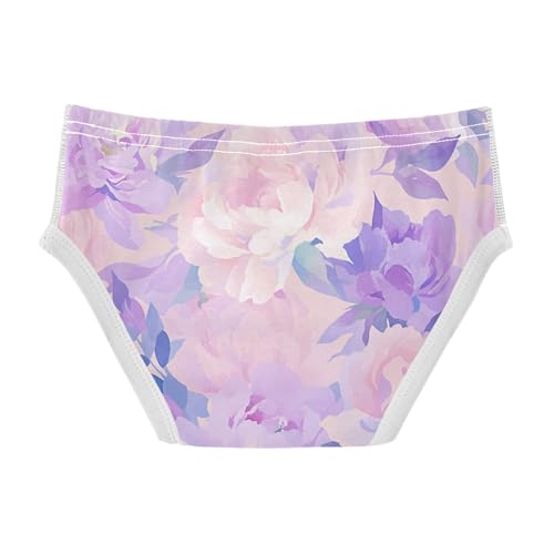 KLL Peonies Lilac Watercolor Ongrey Pink Toddler Boys Soft Briefs Breathable Children Undies2