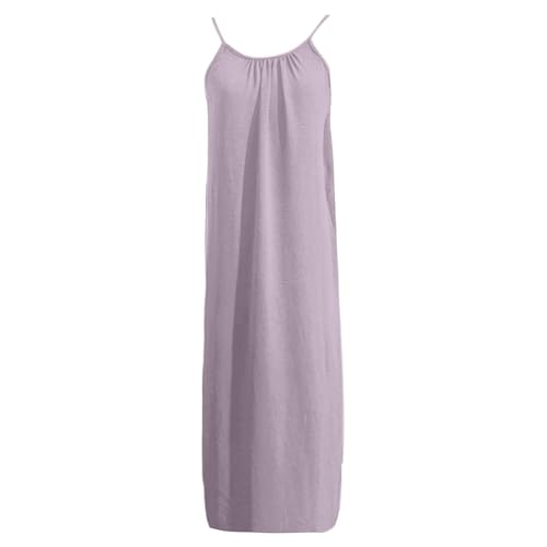 Image of HTHLVMD Backless Cami Dress Summer Dresses for Women 2026 Spaghetti Strap Dresses Womens Solid Color Backless Cami Dress