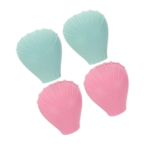 FOMIYES 4個シリコン製メイクブラシカバー 収納ケース付き 旅行用 化粧筆プロテクター ブラシホルダー 毛先保護 スリーブキャップ グリーン ピンク