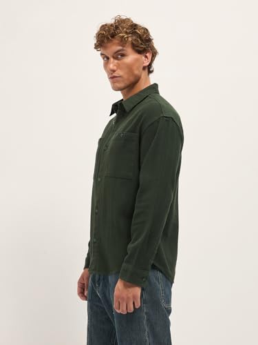 Image of THE BEAR HOUSE Men Pure Cotton Textured Relaxed Fit Overshirt
