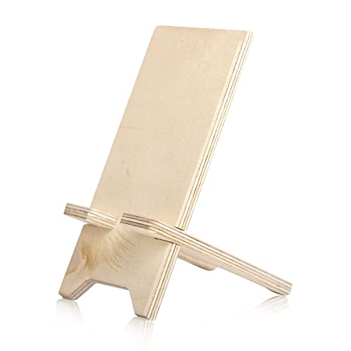 Support de Téléphone Portable pour Bureau en Bois de Bouleau, Porte Téléphone - Compatible avec Smartphone, iPhone, Samsung, Huawei, Accessoire Bureau