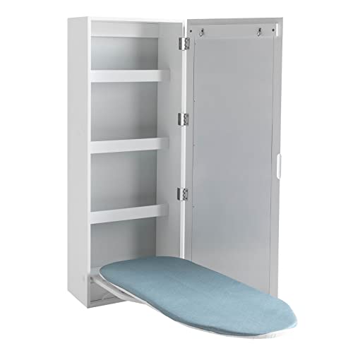 Wall-Mounted Ironing Board Cabinet Ironing Cabinet with Storage Shelves Foldable Ironing Storage Station for Home,Apartment,Small Spaces