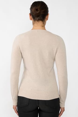Image of JENNIE LIU Women's 100% Pure Cashmere Long Sleeve Pullover V Neck Sweater