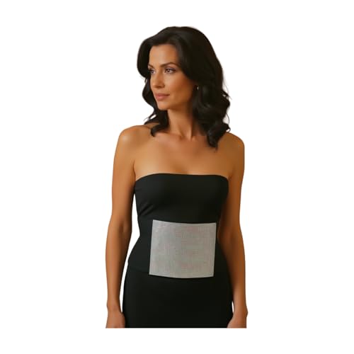 TrendyFashionJewelry Women Black Elastic Waist Corset Wide Belt Shiny Bling Silver Rhinestones M L XL3