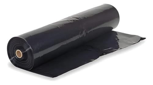 Opiniones de Plastico negro los 10 mejores. 48 Generico Hule Negro para Construcción, Plástico Industrial, 6 m x 30 m, Calibre 600, Material Compacto, para Obras y Proyectos de Construcción