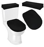 ValueBargain 1Pair Elongated Toilet Seat Cover, Black Toilet Cover Elastic Bottom Fabric Replacement, Soft Stretch Universal Fit for Bathroom Decor (Black)