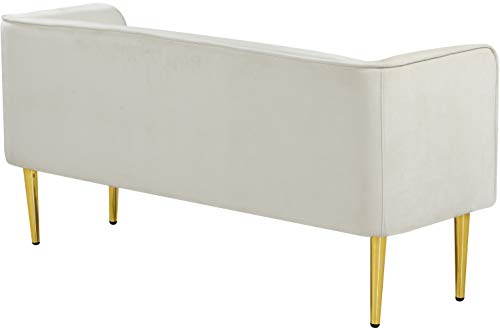 Meridian Furniture Audrey Collection Modern | Contemporary Velvet Upholstered Bench With Sturdy Metal Legs In Gold Finish, 52" W X 19" D X 24" H, Cream #TOP3