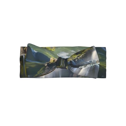 Mountain Waterfall Picture Baby Bow Headband Stretchy and Soft for Newborns, Infants, Toddlers, and Kids Girls