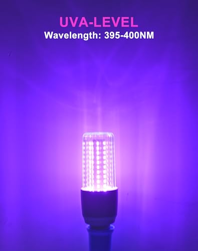 Image of 15W LED Black Light Bulb 120V E26 Base UV 395-400nm UVA Level 2 Pack Black & White Panda Design for Glow in The Dark Body Paint, Party, Halloween, Fluorescent Posters Indoors & Outdoors