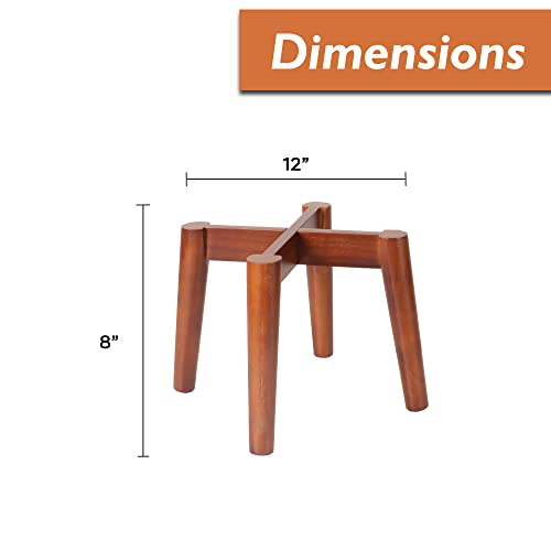 Ilyapa Indoor Plant Stand - Mid Century Modern Floor Planter Stand, 8 Inch Tall, 12 Inch Wide Walnut Stain Pot Holder Stand Riser - Add A Touch Of Mid Century Style To Any Room, Plants Display Rack #TOP1