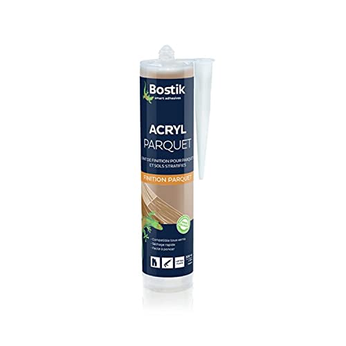 Bostik Joint Acryl Parquet et Sols Stratifié – Mastic Etanchéité Acrylique, Joints de Finition – Compatible Tous Vernis – Sans Solvant – Couleur : Hêtre Clair, Cartouche 300 ml