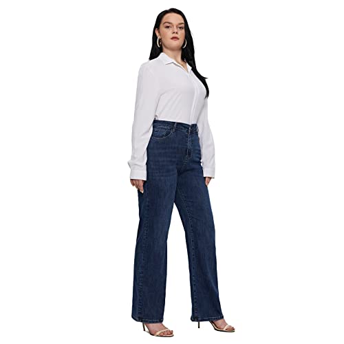 LEIJIJEANS Plus Size Baggy Jeans for Women Wide Leg Women Jeans Full Length Mom High Waist Tall Loose Wide Leg Pants4