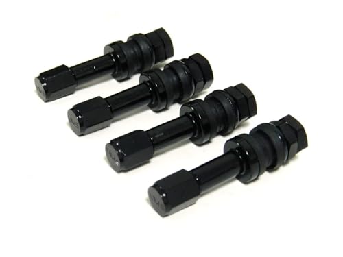 VMS Racing Black Universal Fitment Aluminum Wheel Valve Stems & Caps, Pack of 4