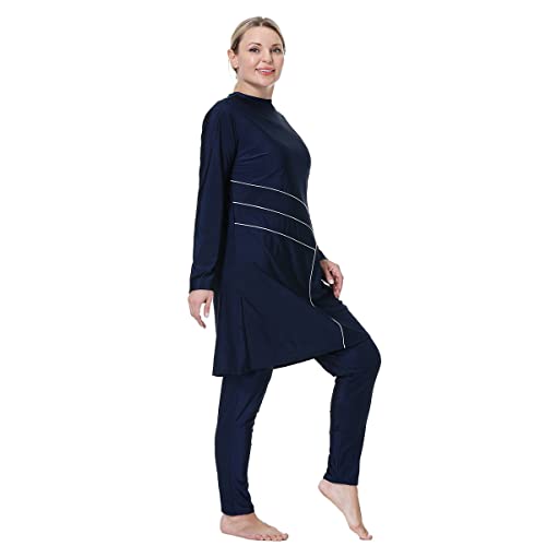 Plus Size Muslim Swimsuits for Women Rash Guard Swimwear Top Pants with Hijab/Cap4