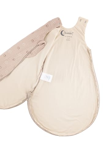 Sterntaler Babyschlafsack 62/68 Bauernhof - Schlafsack aus weichem Musselin gefüttert mit Jersey - mit 2-Wege Reißverschluss & Druckknöpfen an der Schulter, sandfarben