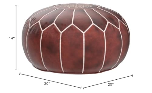 ARTOUARZAZATE Premium Moroccan Leather Ottoman Pouf Cover, Ottoman Footstool Hassock 100% Real Natural Leather pouffe, Home Gifts, Wedding Gifts, Foot Stool (Dark Brown)