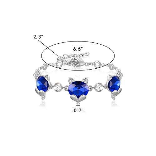 Image of EleQueen 14K Gold Plated Rhinestone Crystal Fox Bracelet, Cute Head Jewelry Link Bracelets for Women