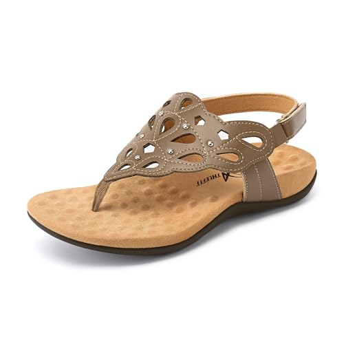 Image of Athlefit Orthopedic Sandals for Women Summer Adjustable Orthotic Thong Sandals with Arch Support