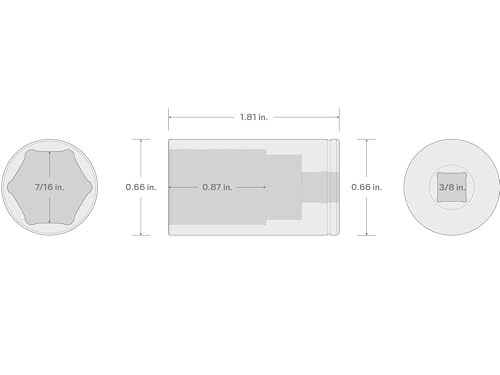 Image of TEKTON 3 /8 Inch Drive x 7 /16 Inch Semi-Deep 6-Point Socket | SHD14011