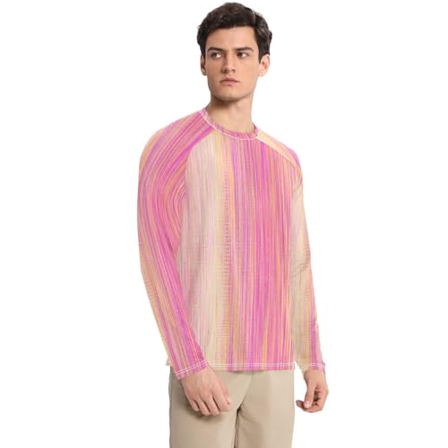 Colored Stripes Men's UPF 50+ Classic Crew Neck Long Sleeve Sun Protection Long Sleeve Hiking3