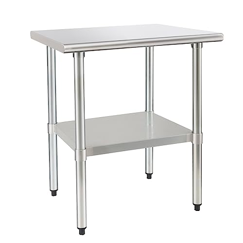 Image of HARDURA Stainless Steel Table 24X36 Inches with Undershelf and Galvanized Legs NSF Heavy Duty Commercial Prep Work Table for Restaurant Kitchen Home and Hotel