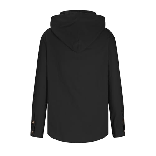 Hooded Button Up Shirt Men Solid Long Sleeve Top Casual Lightweight Outwear 2025 Fashion Work Office Shirts Plus Size4