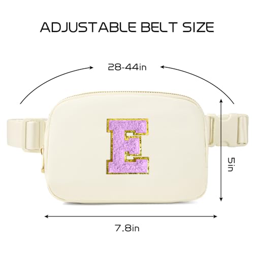 Image of Gitus Gifts for 8 9 10 11 12 Year Old Girls Belt Bag Fanny Pack Crossbody Bags with Initial Letter Patch Cute Stuff Birthday Gifts for Teen Girls Women Personalized Trend Stuff (Ivory-E)