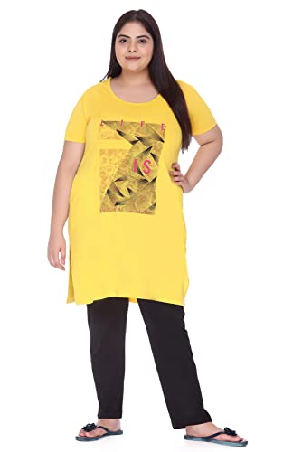 Image of In Love Women's Plus Size Graphic Printed Cotton Night Suit Set Short Sleeve