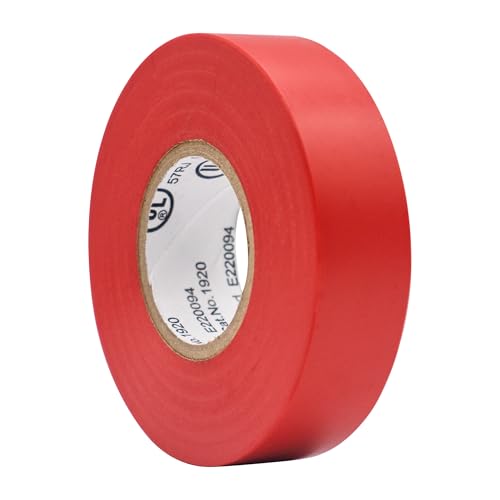 Image of TradeGear Colored Electrical Tape - PVC General Purpose - Waterproof, Flame Retardant, Rubber Based Adhesive, UL Listed - Rated for Max. 600V and 80oC Use - 60' x 3 /4 inch x 0.07 inch (1 Pk Red)