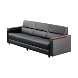 【メーカー配送・設置・組立】 ライオン事務器 応接 ソファー W1830×D750×H720mm ビニールレザー張り ブラック S-421SF