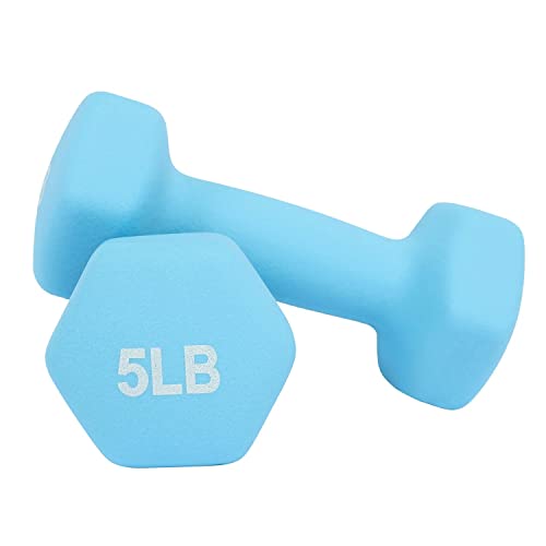 32-Lb. Dumbbell Set With Rack| Neoprene Coated For Durability, Safety, And A Non Slip Grip | 3 Pairs Of 3-Lb, 5-Lb, 8-Lb Color Coding Quick Identification Steel Stand In Triangular Shape, Blue #TOP4