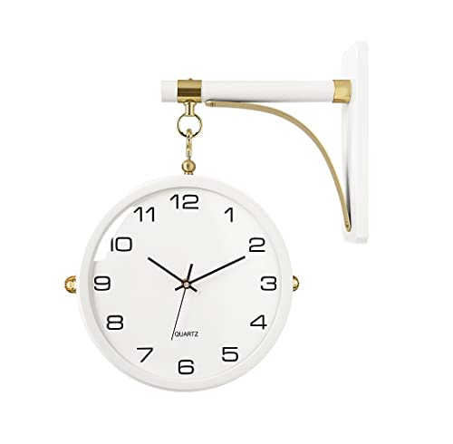 リビングルーム用壁掛け時計 壁掛け時計 両面リビングルーム時計 シンプルな両面時計 モダンクリエイティブデジタル時計 ホームウォールクロック クォーツ時計 360°回転、B-40*45.5cm