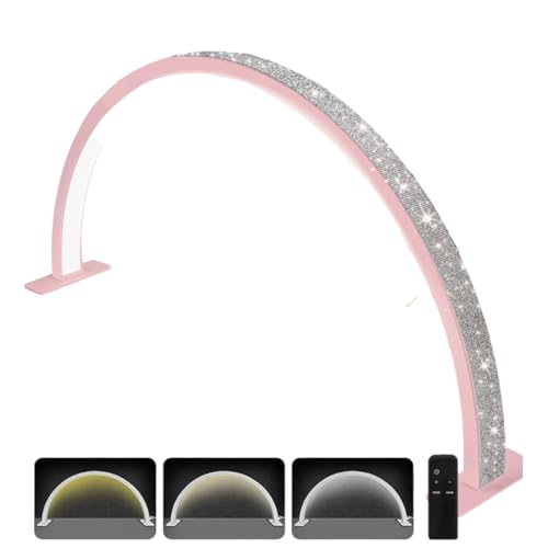Lámpara LED Profesional en Forma de Media Luna, Iluminación para Manicura y Estética, Rosa con Acabado Brillante