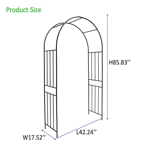 Black Metal Garden Arch for Climbing Plants and Outdoor Events