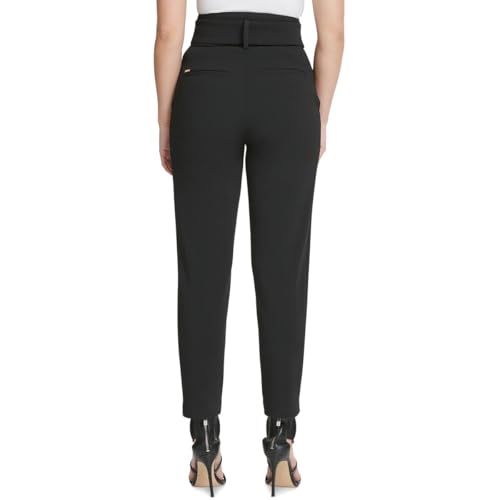 DKNY Womens Petites Nikki Beach Solid Cropped Pants Black 4P2