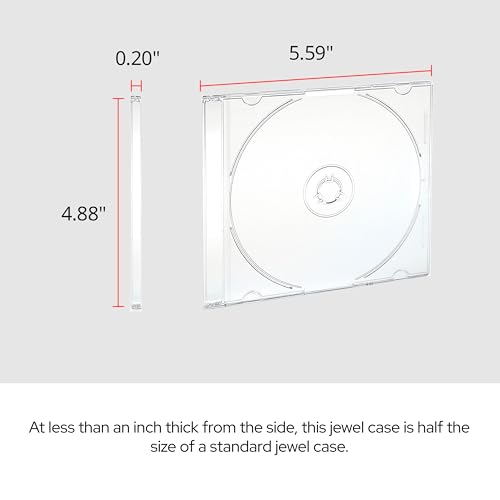 Image of Verbatim CD DVD Blu-Ray Clear Slim Jewel Cases, 5.2 mm - 25 Pack