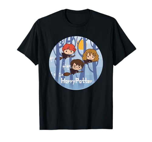 Harry Potter Chibi Trio Flying On Broomsticks Camiseta