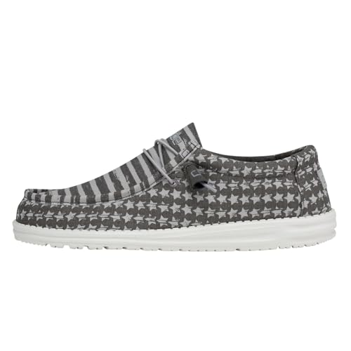 Image of HEYDUDE Men's Wally Patriotic Slip On Shoe | Lightweight Canvas Loafers with No Tie Laces