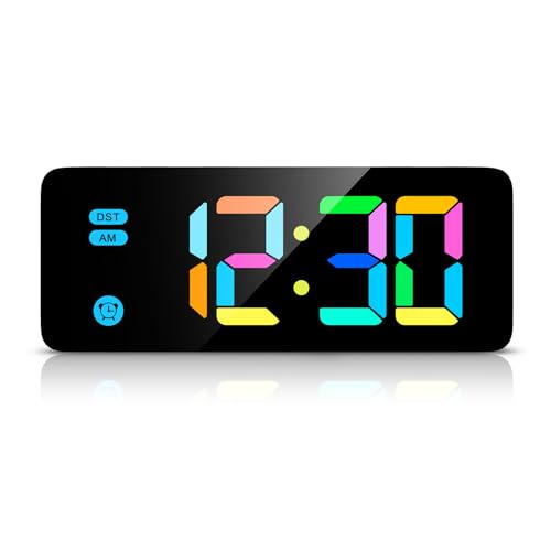 AMIR RGB Digital Alarm Clock for Bedrooms, Heavy Sleepers, Kids, Newest Small Digital Clock with 8 Color, Bedside LED Clock with 4 Dimmable Backlight, 3 Volumes, Snooze, 12/24H Display for Home